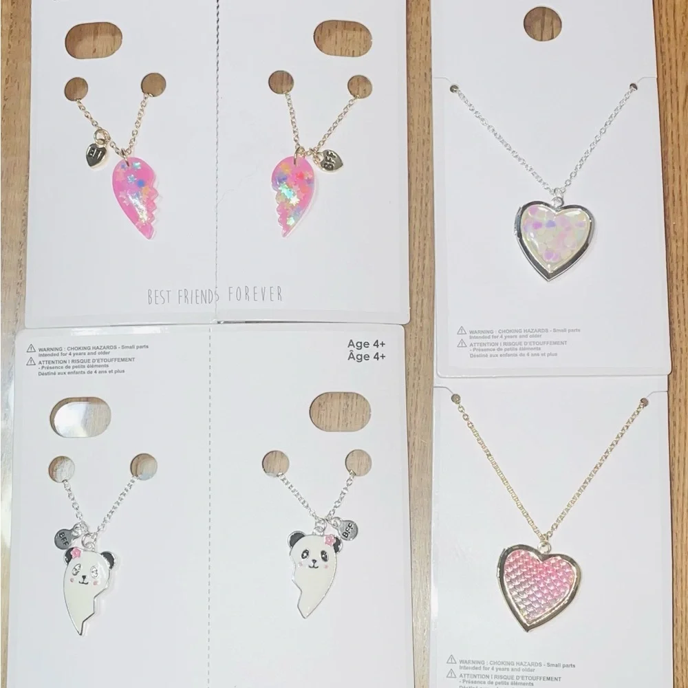 Best Friends Forever Necklace Set - Pink‎ and White